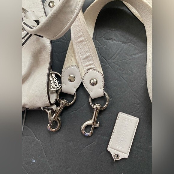 COACH  Legacy Poppy  Leather Rocker Crossbody Double Handles Ivory 16285 - Picture 16 of 16